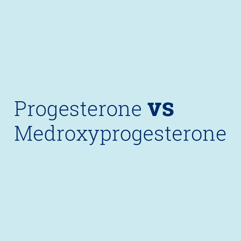 Graphic tile: Progesterone vs. Medroxyprogesterone